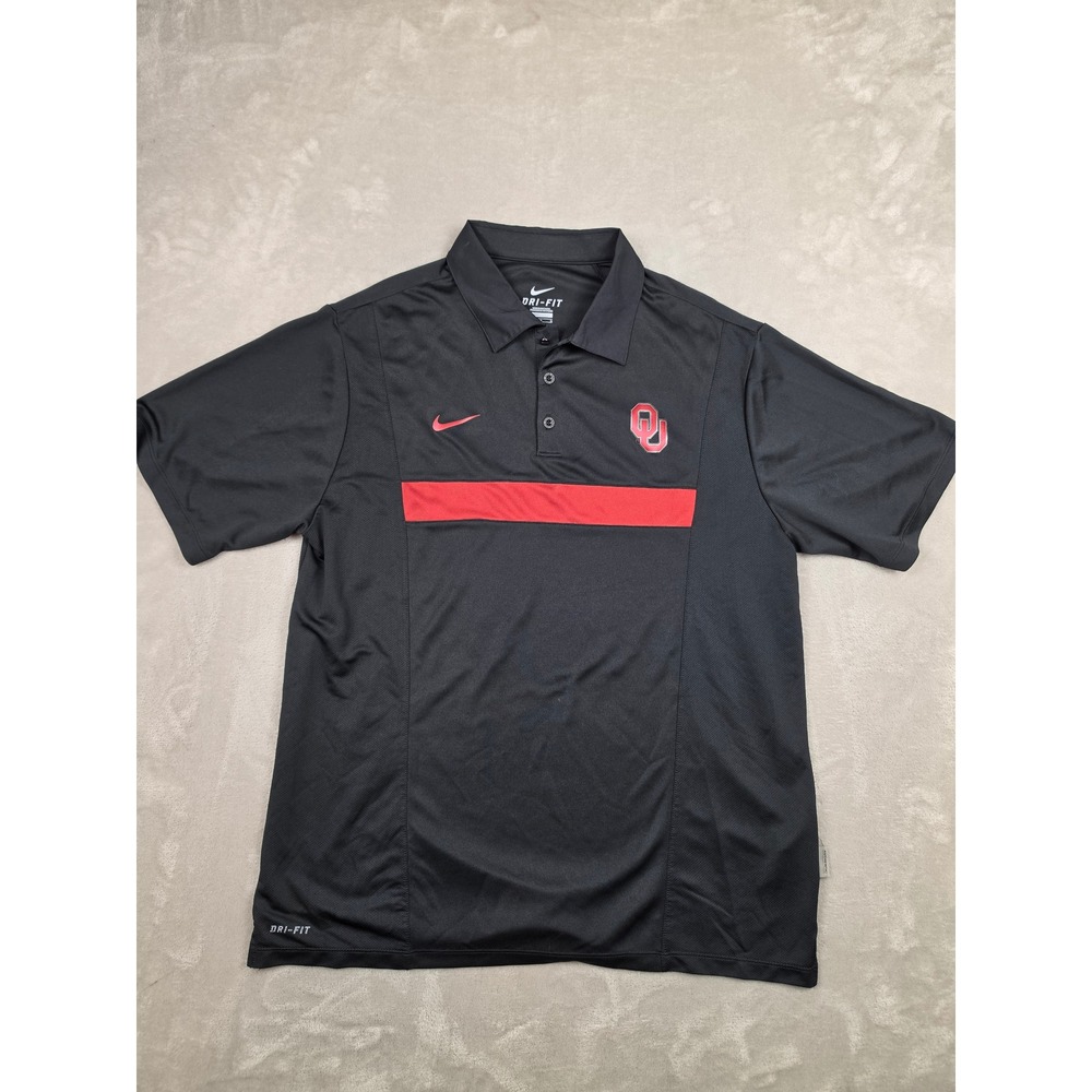 Nike Polo Shirt Mens Large Black Oklahoma Sooners NCAA Dri-Fit 24382X-OK6